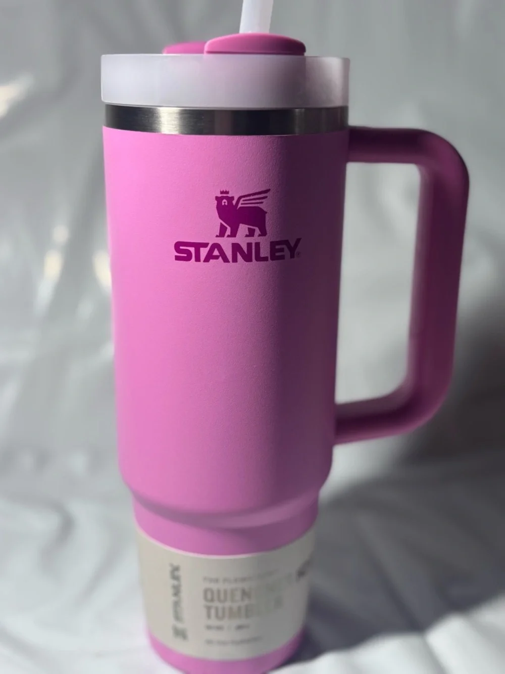 Stanley Pink Travel Mug with Handle and Straw Lid - Picture 1 of 2